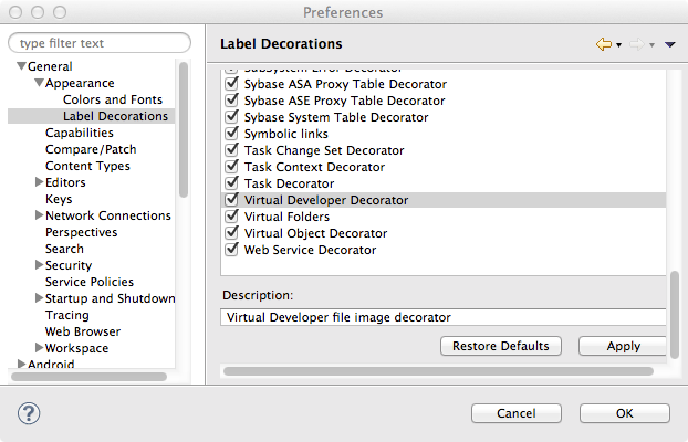 Virtual Developer Label Decorator