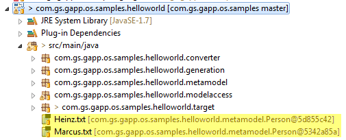 Output for hello world generator
